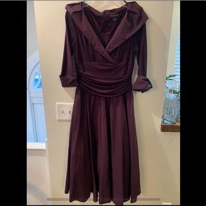 1950s classic vibe midi dress in plum